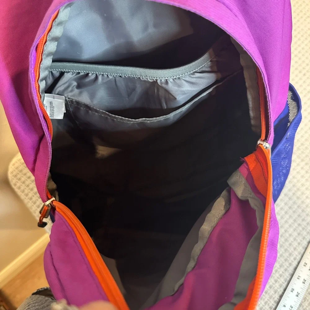 The North Face Wasatch Backpack Kid Purple Blue Logo Hiking School Sporty Travel - Picture 10 of 12